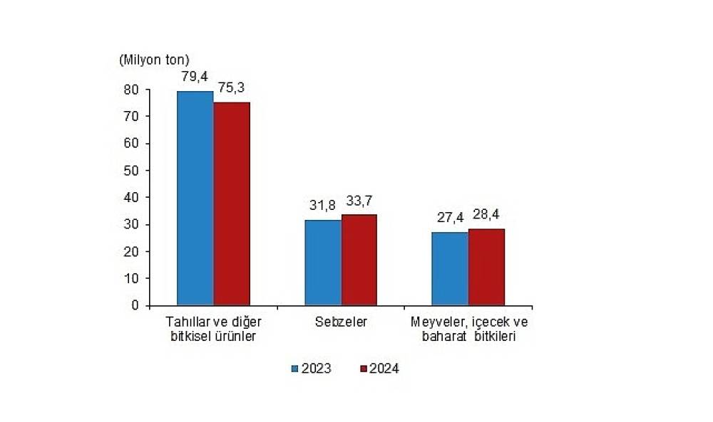 Tüik: Bitkisel üretimin bir önceki yıla göre tarla ürünlerinde azalacağı, meyve ve sebze grubunda ise artacağı tahmin edildi